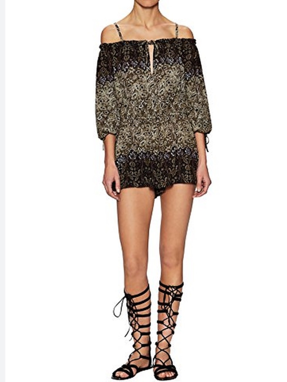 Free People So Devine Floral Long-Sleeve Romper Dress
